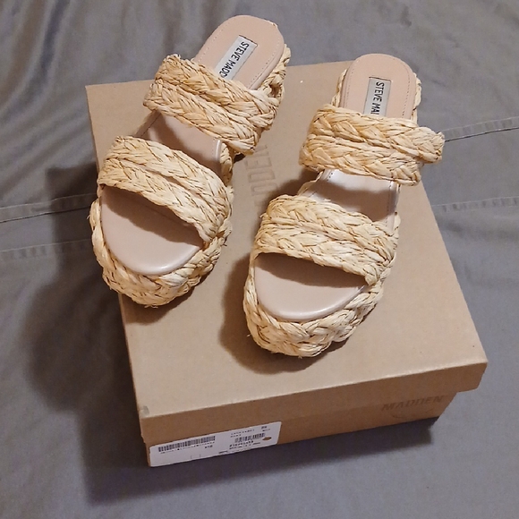 Steve Madden Women's Tan Flatform Woven Sandals 7.5 - Picture 1 of 11